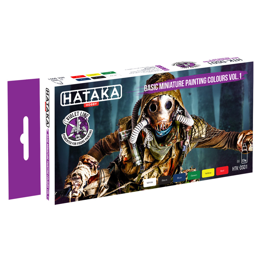 Hataka DS01 Basic Miniature Painting Colours Vol.1 Violet Line Acrylic Paint Set