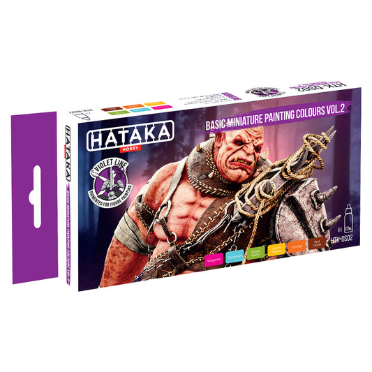 Hataka DS02 Basic Miniature Painting Colours Vol.2 Violet Line Acrylic Paint Set