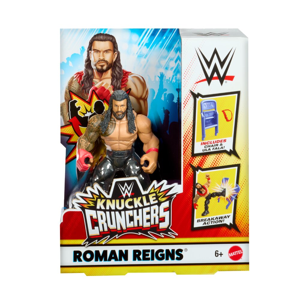 WWE Knuckle Crunchers Roman Reigns Action Figure Age 6+ Mattel JHL80