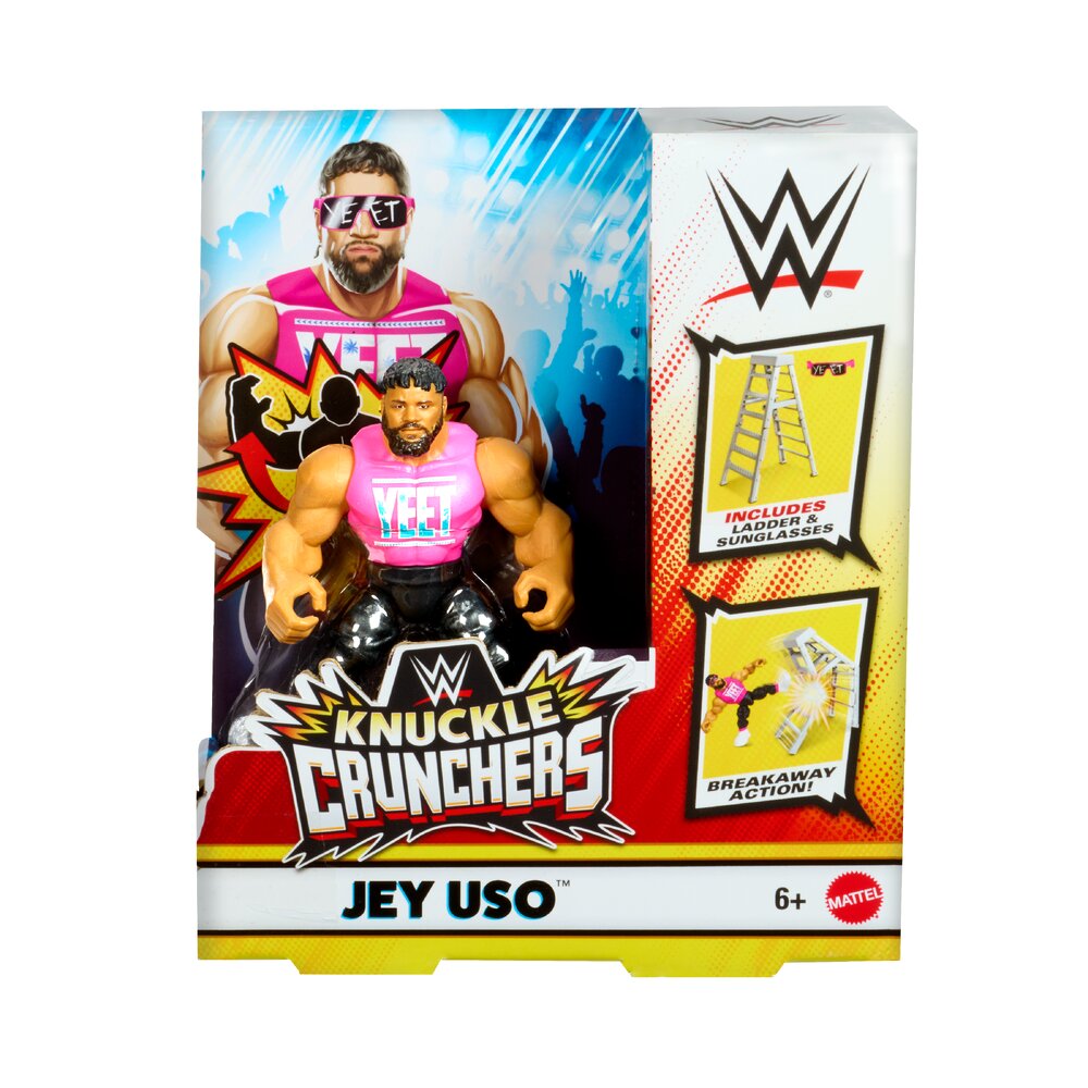 WWE Knuckle Crunchers Jey Uso Action Figure Age 6+ Mattel JHL81