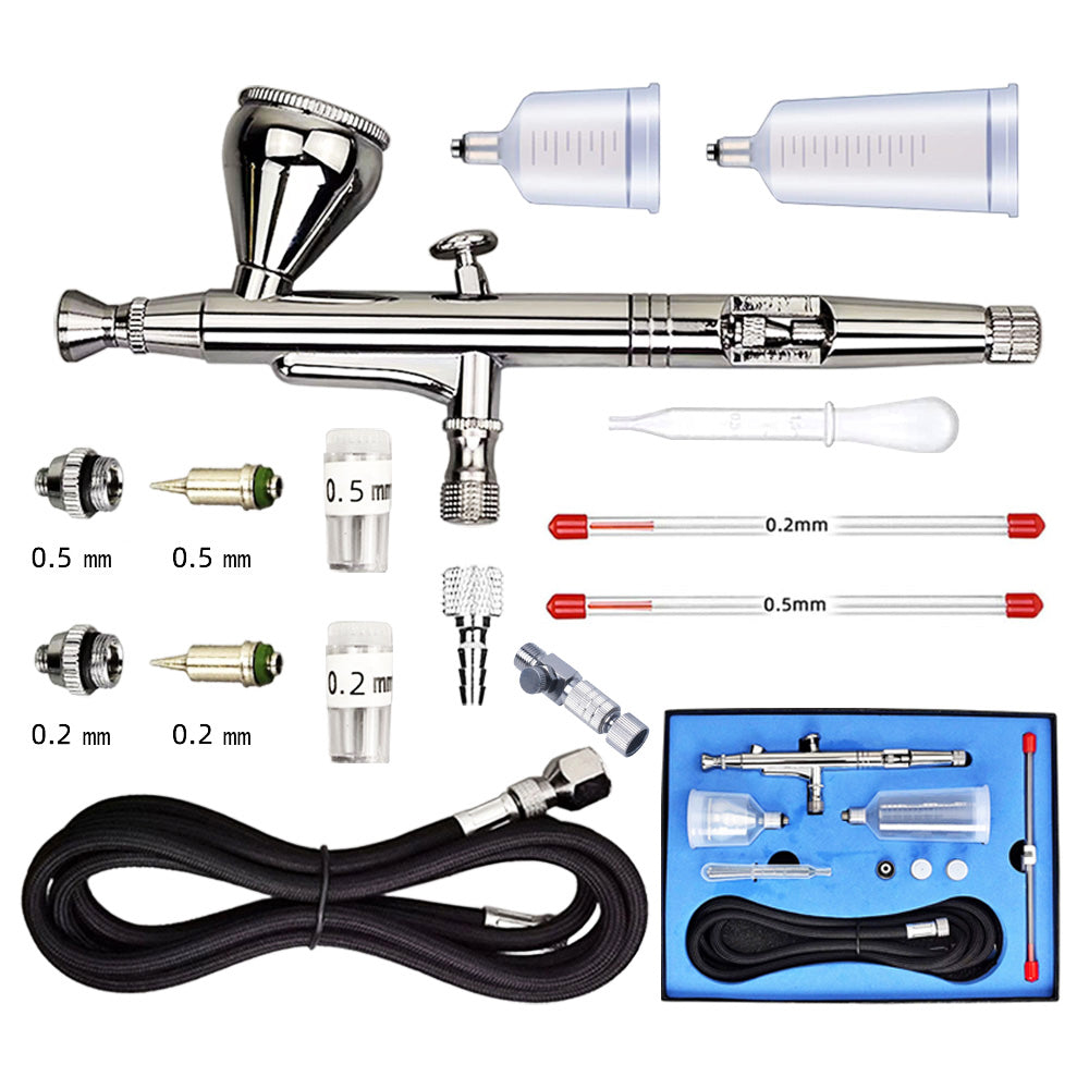 HD-131 Dual Action Gravity Fed Airbrush Kit (0.2mm & 0.5mm)