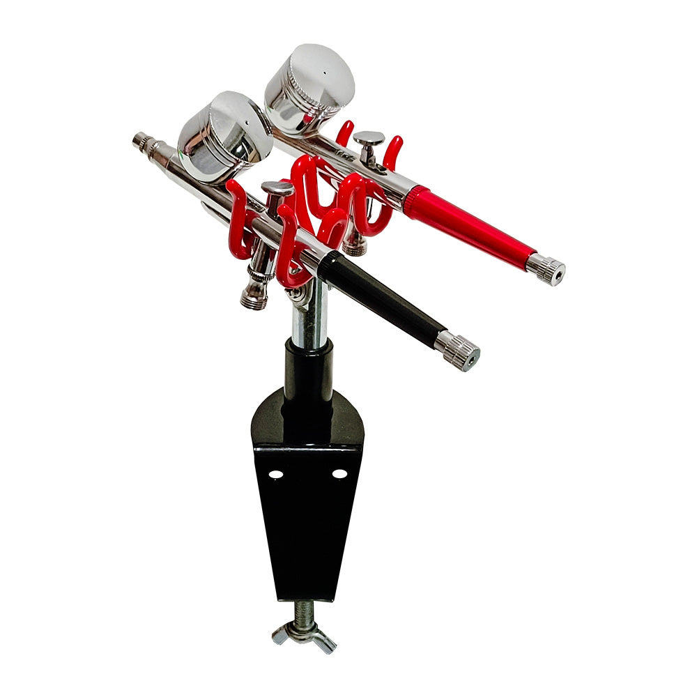 Dual-Airbrush Holder with Workbench Clamp