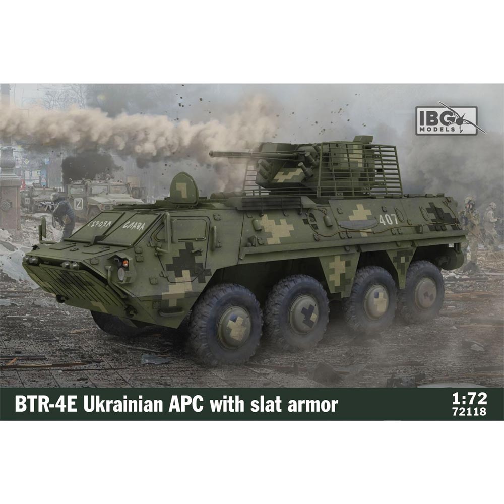 IBG Models 72118 BTR-4E Ukrainian APC w/Slat Armour 1:72 Plastic Model Kit