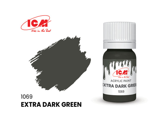 ICM 1069 Extra Dark Green 12ml Acrylic Paint