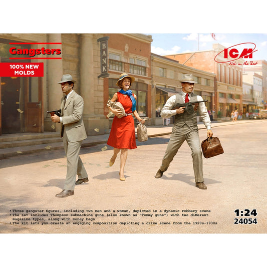 ICM 24054 1920s 1930s Gangsters Figures 1:24 Model Kit