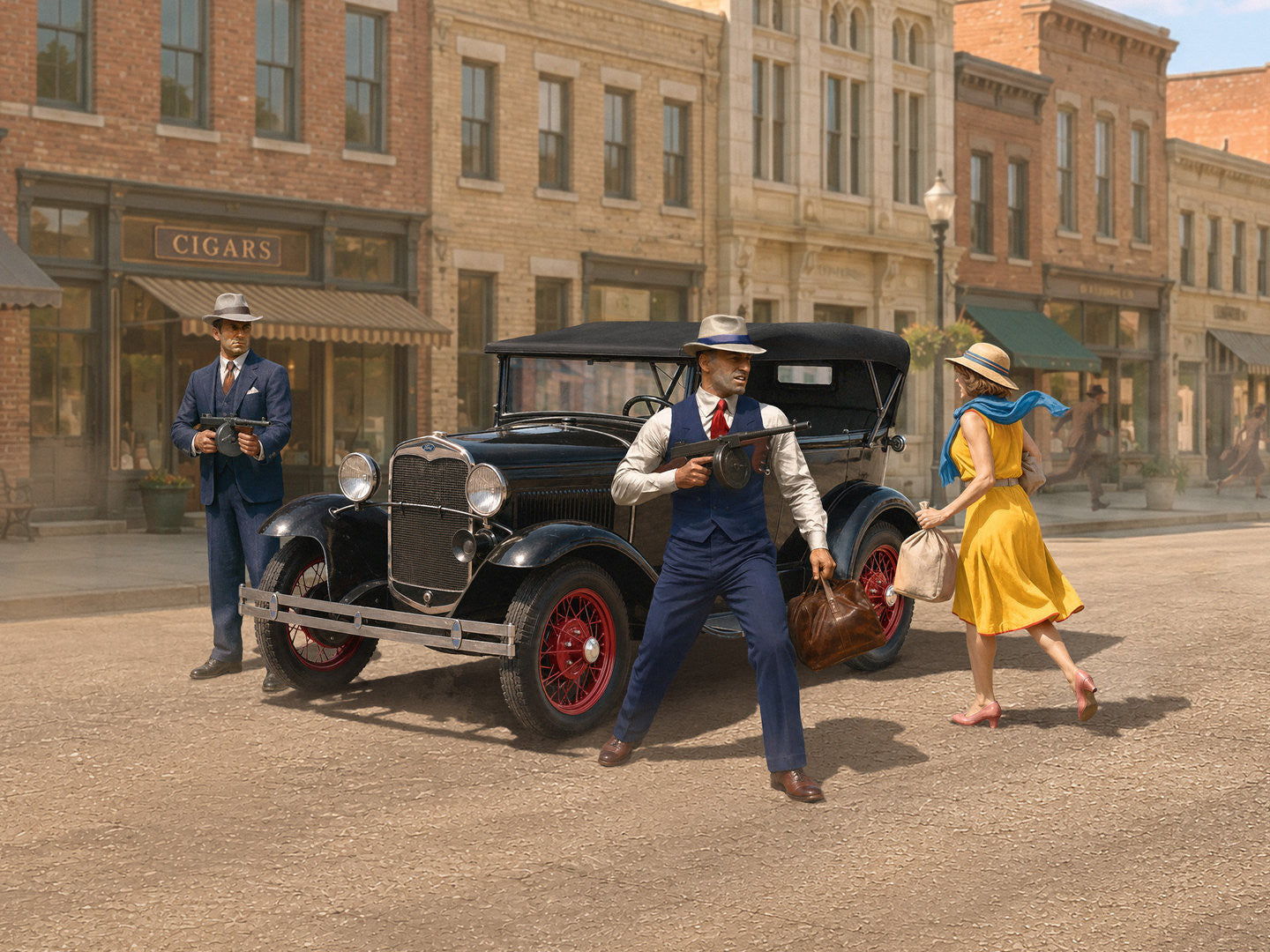 ICM 24055 ‘Daring Robbery’ Ford Model A with 3 Gangster Figures 1:24 Model Kit
