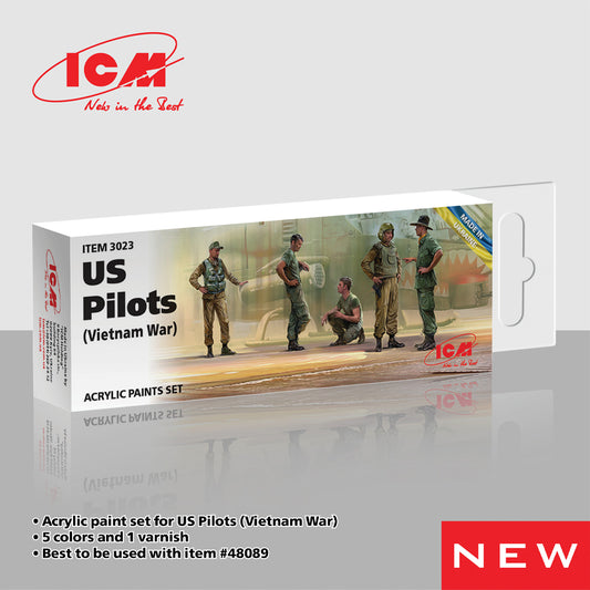 ICM 3023 Acrylic Paint Set 12ml for US Vietnam Helicopter Pilots 48089 Model Kit