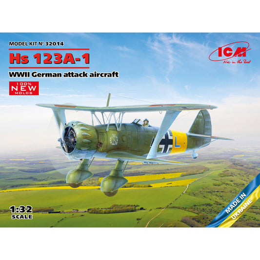 ICM 32014 Henschel Hs 123A-1 WWII German Attack Aircraft 1:32 Model Kit
