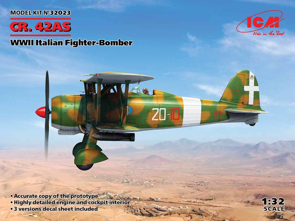 ICM 32023  Fiat CR.42AS, WWII Italian Fighter-Bomber 1:32 Aircraft Model Kit