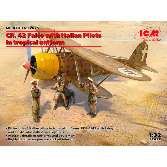 ICM 32025 Fiat CR.42 Falco w/Italian Pilots 1:32 Plastic Model Kit