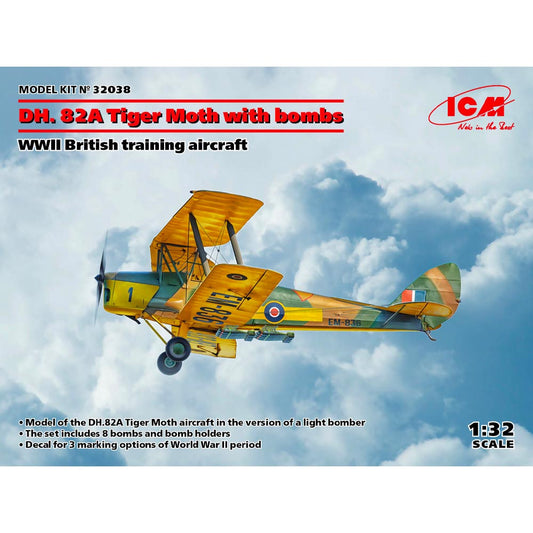 ICM 32038 De Havilland DH.82A Tiger Moth w/Bombs 1:32 Plastic Model Kit