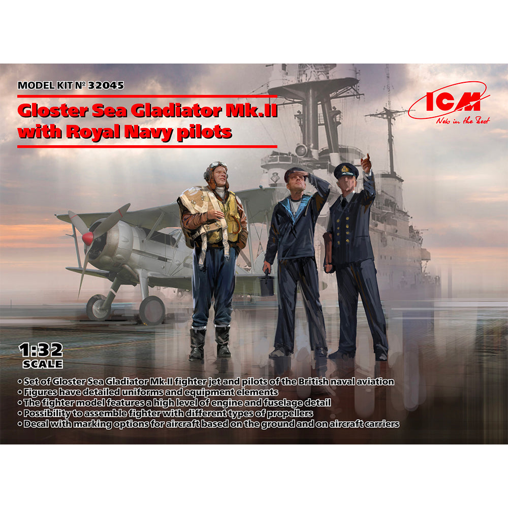 ICM 32045 Gloster Sea Gladiator Mk.II w/Royal Navy Pilots 1:32 Model Kit