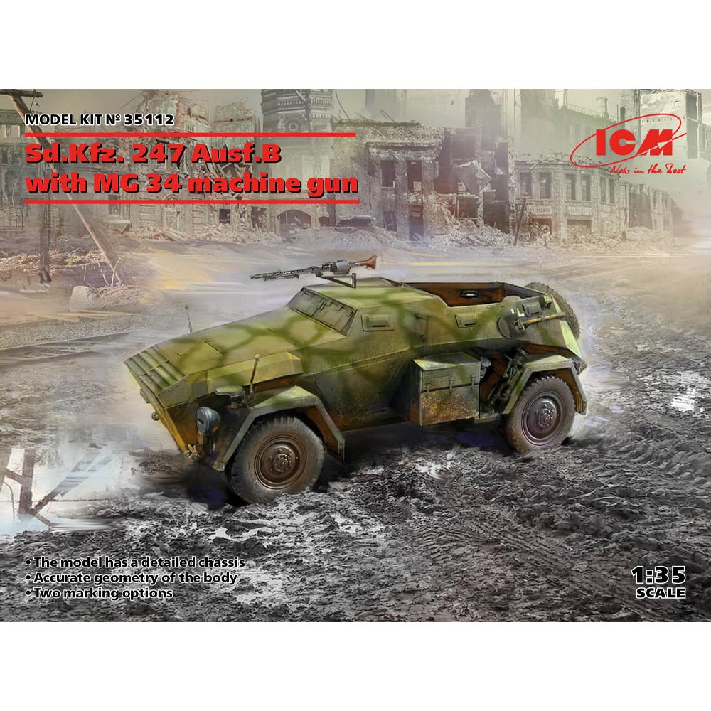 ICM 35112 Sd.Kfz.247 Ausf.B w/MG 34 Machine Gun WWII 1:35 Plastic Mode ...