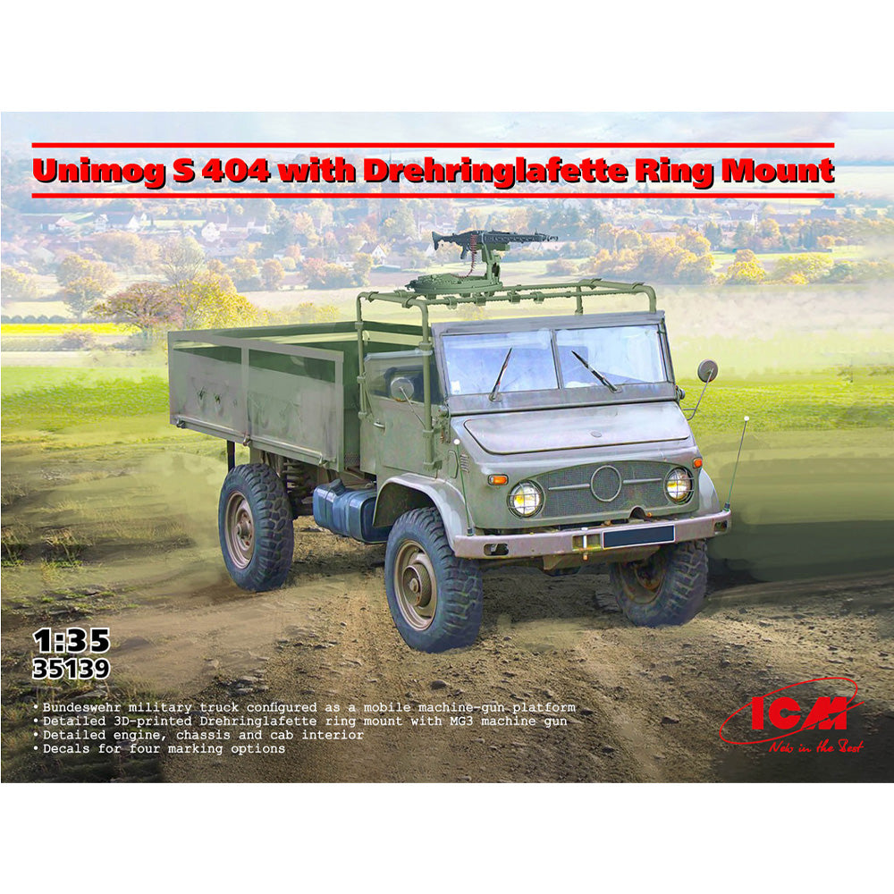 ICM 35139 Unimog S 404 with Drehringlafette Ring Mount 1:35 Model Kit
