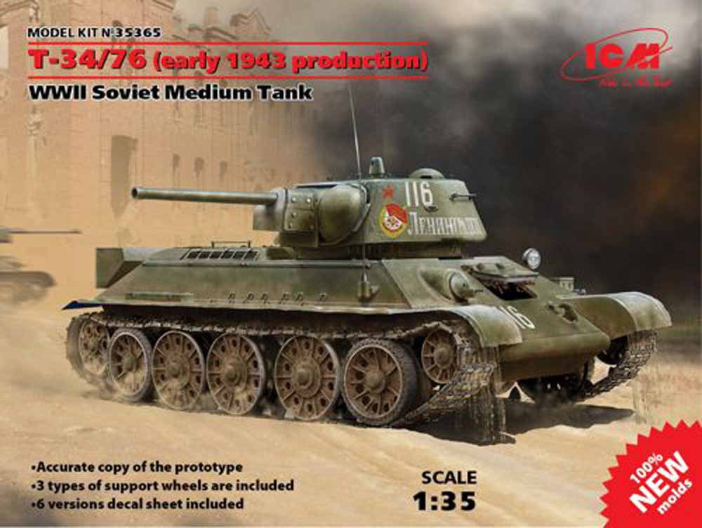 ICM 35365 Soviet T-34/76 (early 1943 production) 1:35 Military Vehicle Model Kit