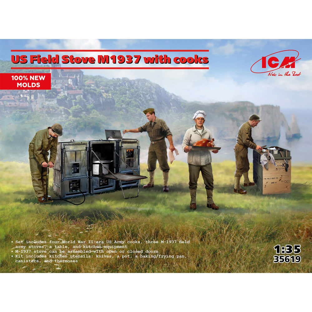 ICM 35619 US Field Stove M1937 w/Cooks 1:35 Model Kit