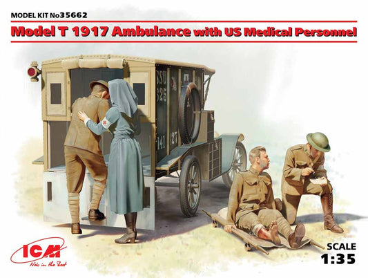 ICM 35662 Model T 1917 Ambulance Medical Crew 1:35 Military Vehicle Model Kit