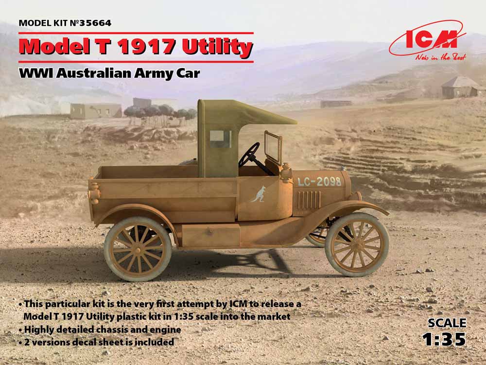 ICM 35664 Model T 1917 Utility WWI Australian Car 1:35 Military Vehicle Model Kit
