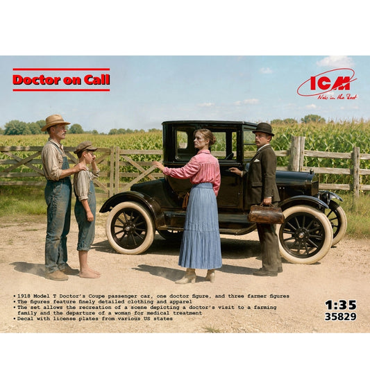 ICM 35829 1918 Modelm T Doctor on Call + Figures 1:35 Model Kit