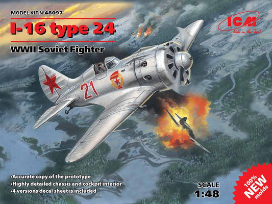 ICM 48097 Polikarpov I-16 type 24 WWII Soviet Fighter 1:48 Aircraft Model Kit