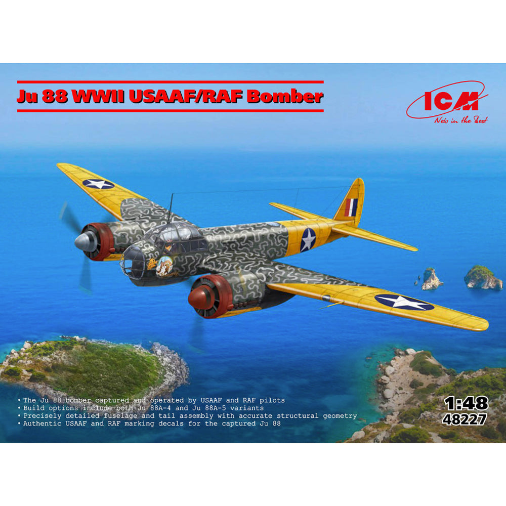 ICM 48227 Junkers Ju 88 WWII USAAF/RAF Bomber 1:48 Model Kit
