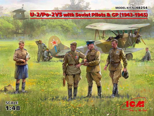 ICM 48254 Polikarpov U-2/Po-2VS with Soviet Pilots 1:48 Aircraft Model Kit