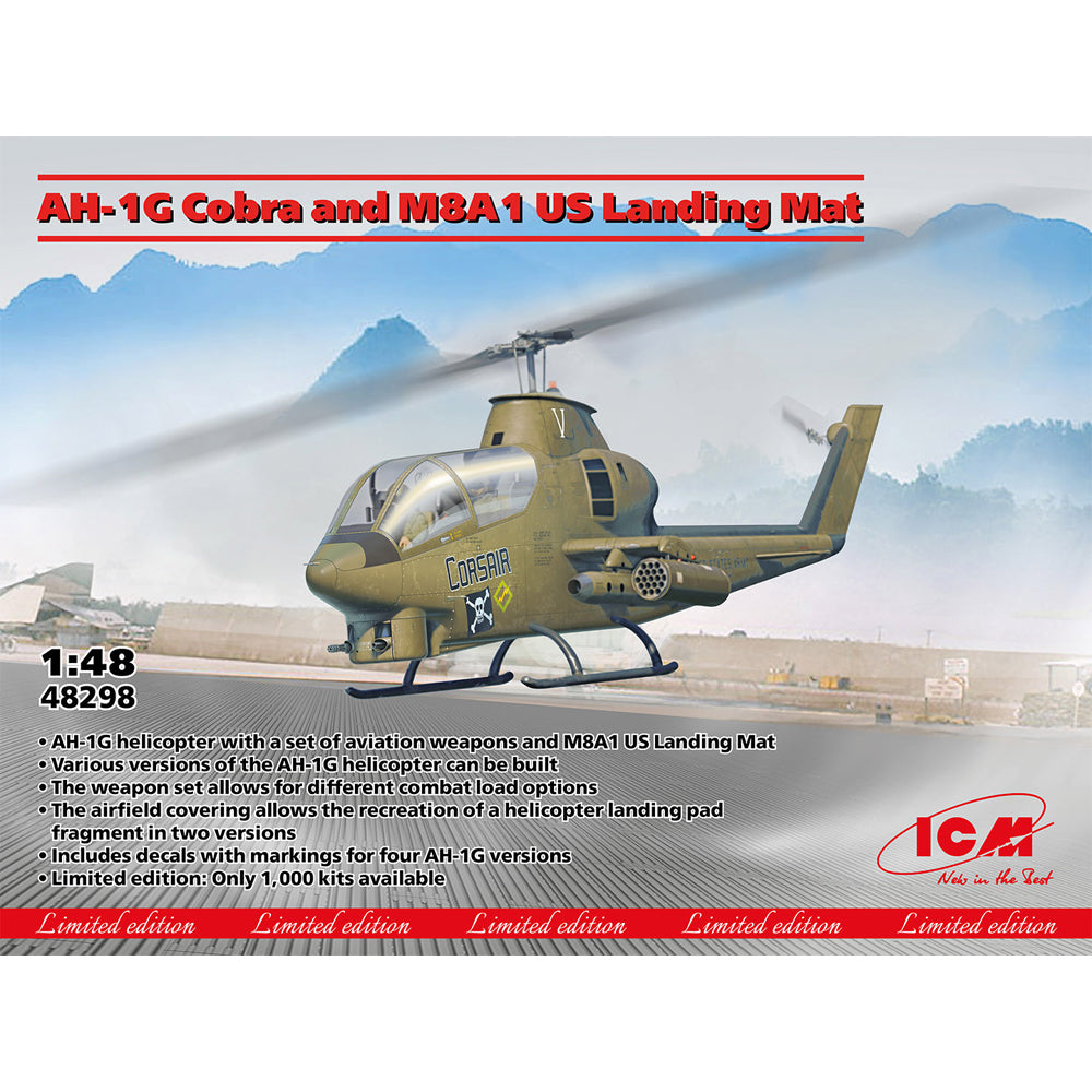 ICM 48298 Bell AH-1G Cobra w/M8A1 US Landing Mat 1:48 Model Kit