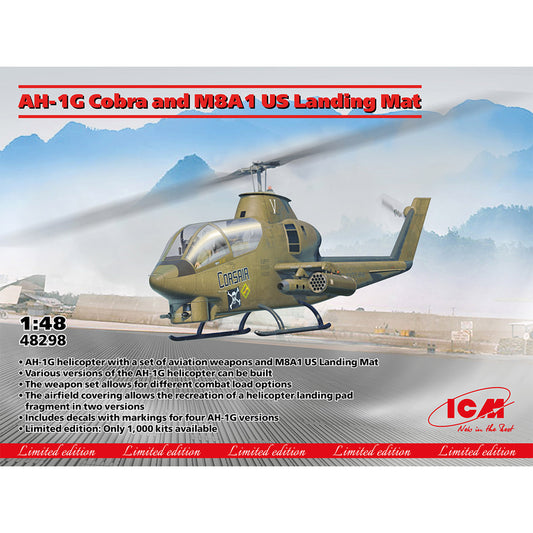 ICM 48298 Bell AH-1G Cobra w/M8A1 US Landing Mat 1:48 Model Kit