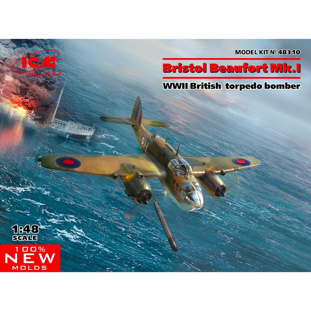ICM 48310 Bristol Beaufort Mk.I WWII British Torpedo-Bomber 1:48 Model Kit