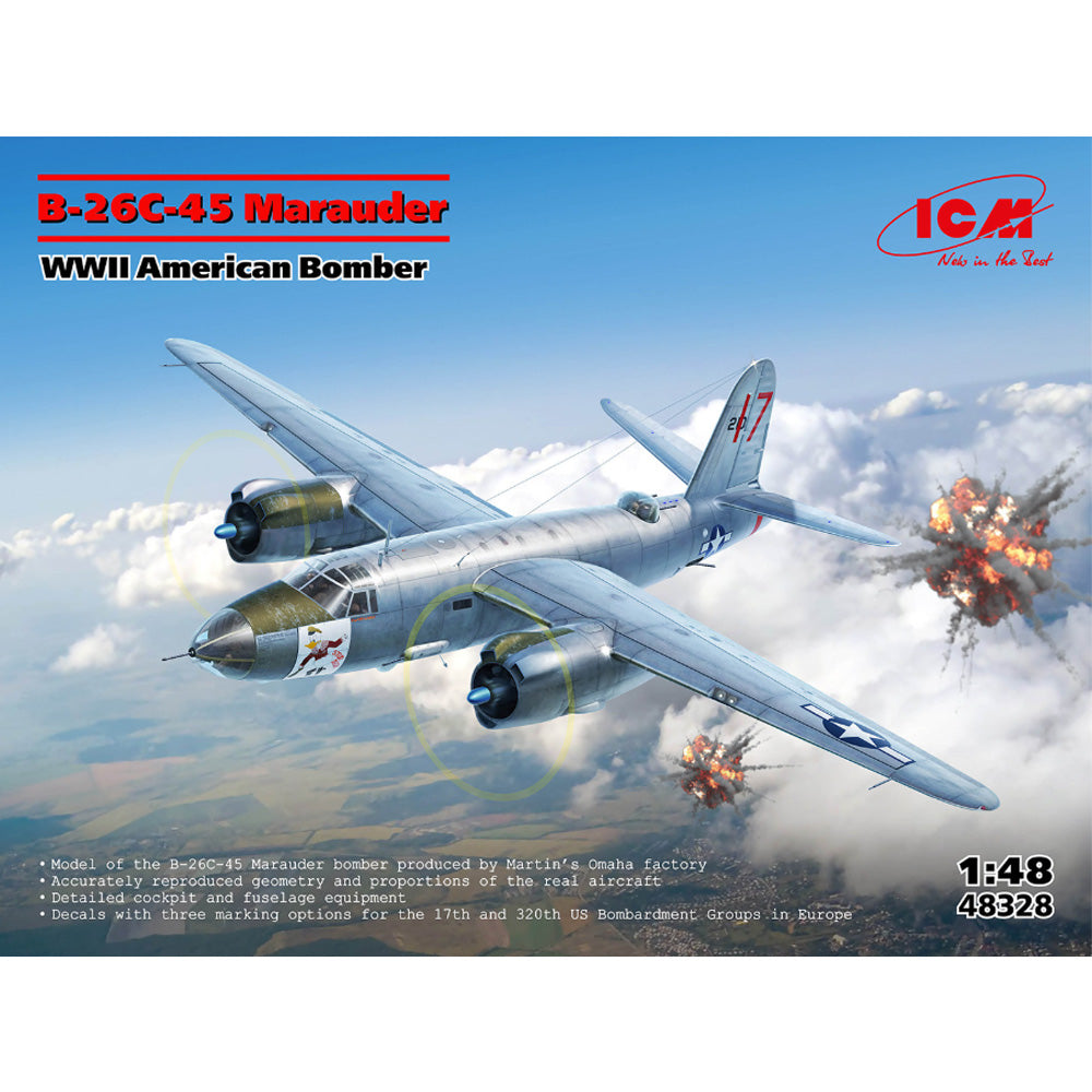 ICM 48328 B-26C-45 Marauder WWII American Bomber 1:48 Model Kit