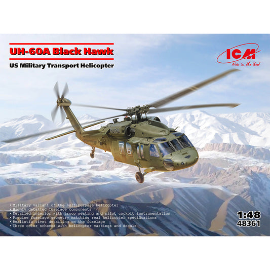 ICM 48361 UH-60A Black Hawk US Military Transport Helicopter 1:48 Model Kit