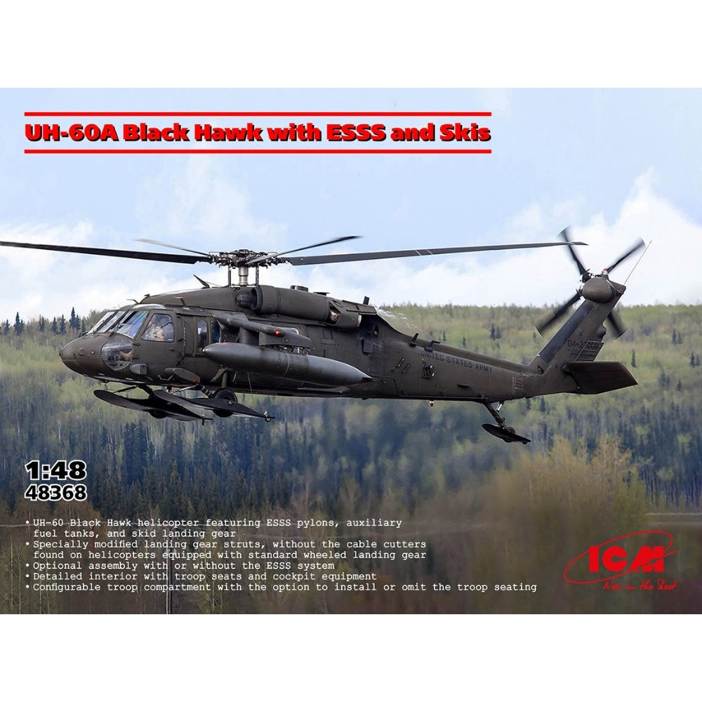 ICM 48368 UH-60A Black Hawk with ESSS and Skis 1:48 Model Kit