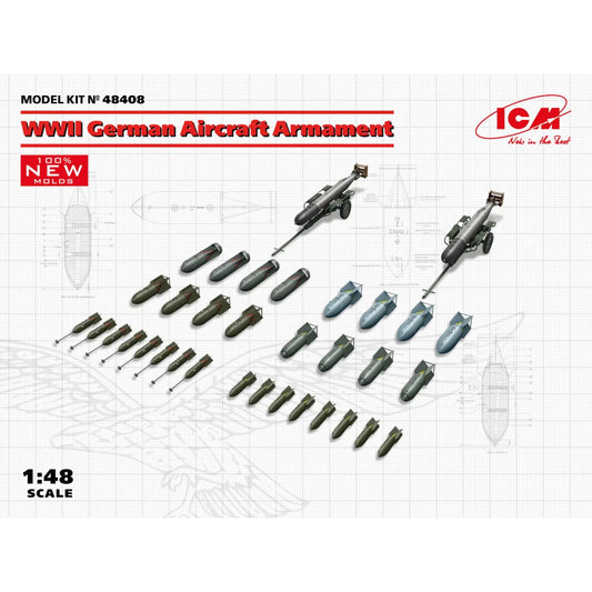 ICM 48408 WWII German Aircraft Armament Bombs 1:48 Model Kit