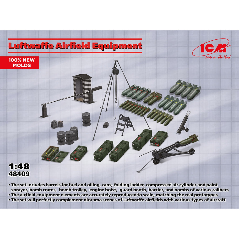 ICM 48409 Luftwaffe Airfield Equipment 1:48 Model Kit