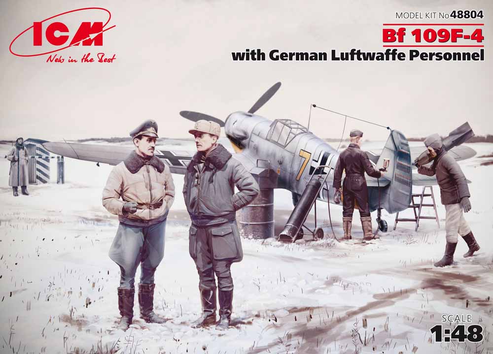 ICM 48804 Messerschmitt Bf-109F-4 with German Luftwaffe 1:48 Aircraft Model Kit