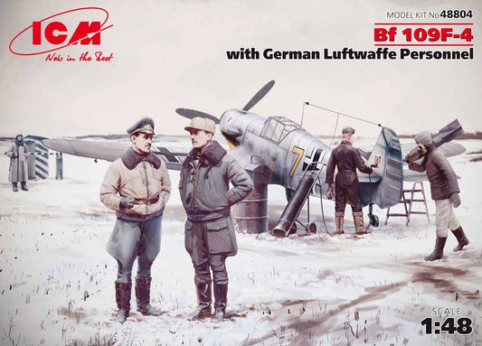 ICM 48804 Messerschmitt Bf-109F-4 with German Luftwaffe 1:48 Aircraft Model Kit