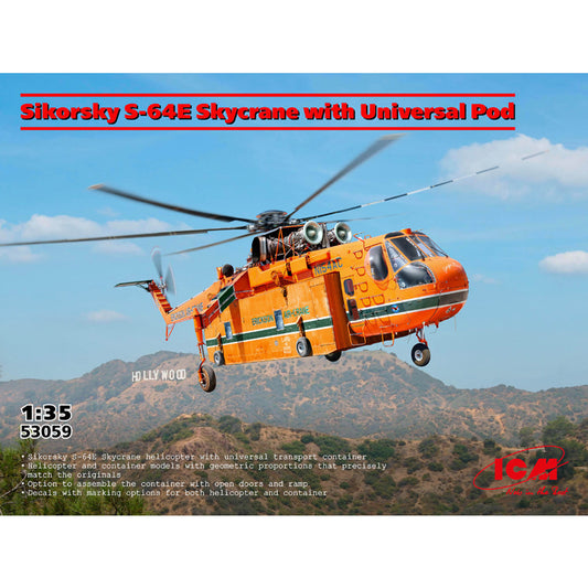 ICM 53058 Sikorsky S-64E Skycrane Firefighting Helicopter w/Pod 1:35 Model Kit