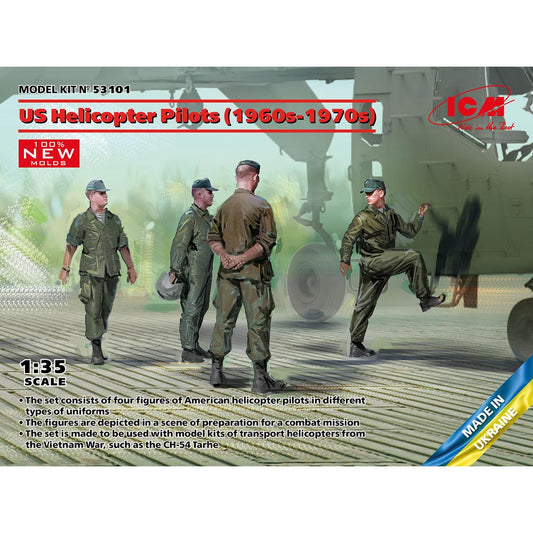 ICM 53101 US Helicopter Pilots (1960s-70s) 1:35 Figures Plastic Model Kit