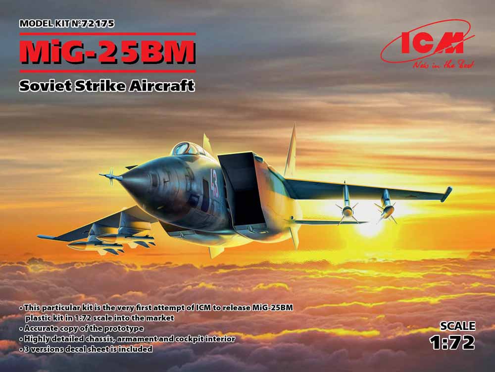 ICM 72175 Mikoyan MiG-25BM Soviet Strike Aircraft 1:72 Aircraft Model Kit