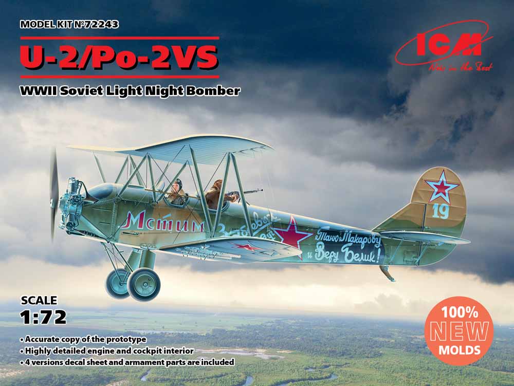 ICM 72243 Polikarpov U-2/Po-2VS WWII Soviet Night Bomber 1:72 Aircraft Model Kit
