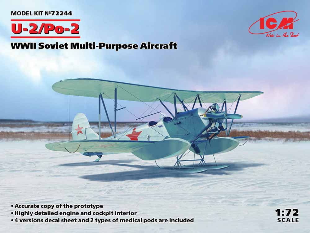 ICM 72244 Polikarpov U-2/Po-2 WWII Soviet Aircraft 1:72 Aircraft Model Kit