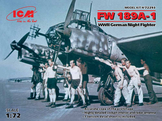ICM 72293 Focke-Wulf Fw-189A-1 WWII German Night Fighter 1:72 Aircraft Model Kit