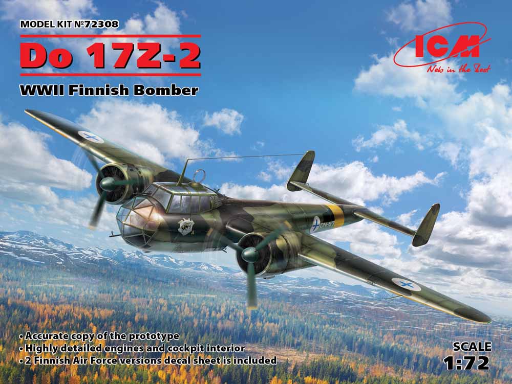 ICM 72308 Dornier Do-17Z-2 WWII Finnish Bomber 1:72 Aircraft Model Kit