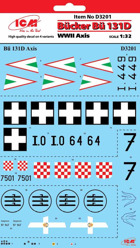 ICM D32001 Bucker Bu-131D Axis WWII 1:32 Aircraft decals (military)