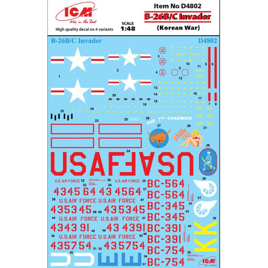ICM D48002 Douglas B-26B/C Invader 1:48 Aircraft decals (military)