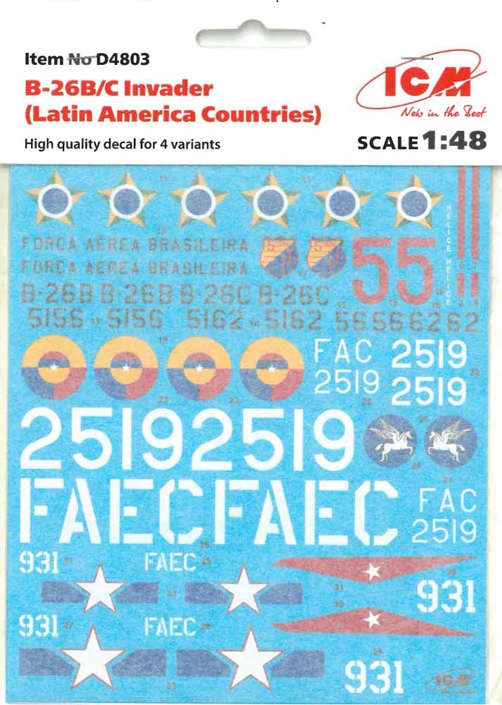 ICM D48003 Douglas B-26B/C Invader 1:48 Aircraft decals (military)