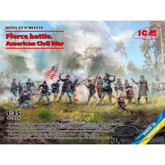 ICM DS3519 American Civil War Fierce Battle Infantry Diorama Set 1:35 Model Kit
