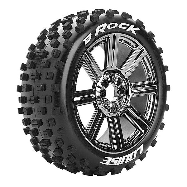 Louise RC B-Rock 1:8 Fr/Rr Soft Hex 17mm Spoke Black Chrome L-T3270SBC