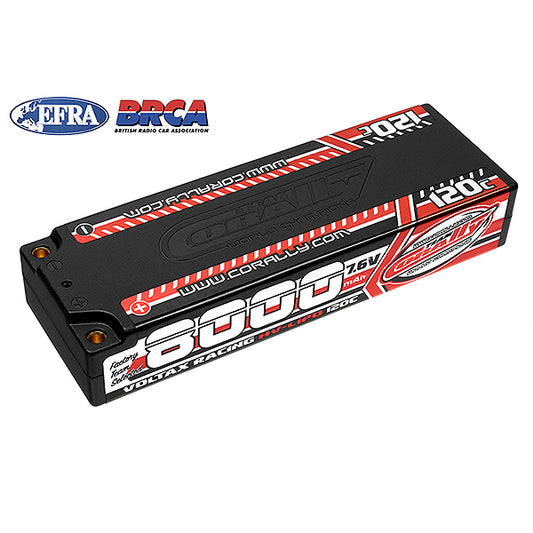 Corally Voltax 120C LiPo Hv Battery 8000 mAh 7.6V Stick 2S 4mm Bullit C-49623