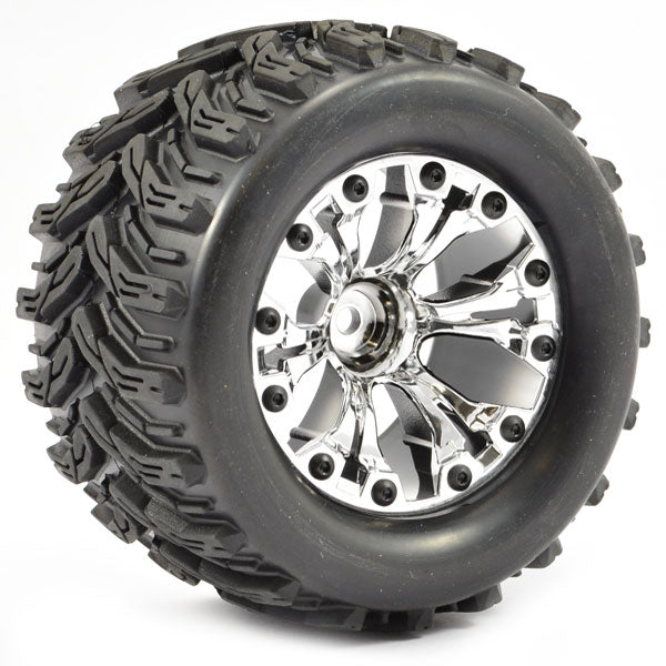 Fastrax 1:10 MT Arrow Mounted 6-Spoke Chrome 0 Offset (Pr) FAST1231C